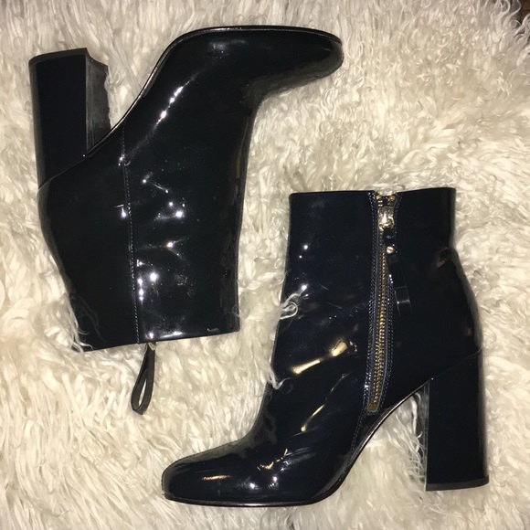 & Other Stories Shoes - & Other Stories Navy patent leather boots
